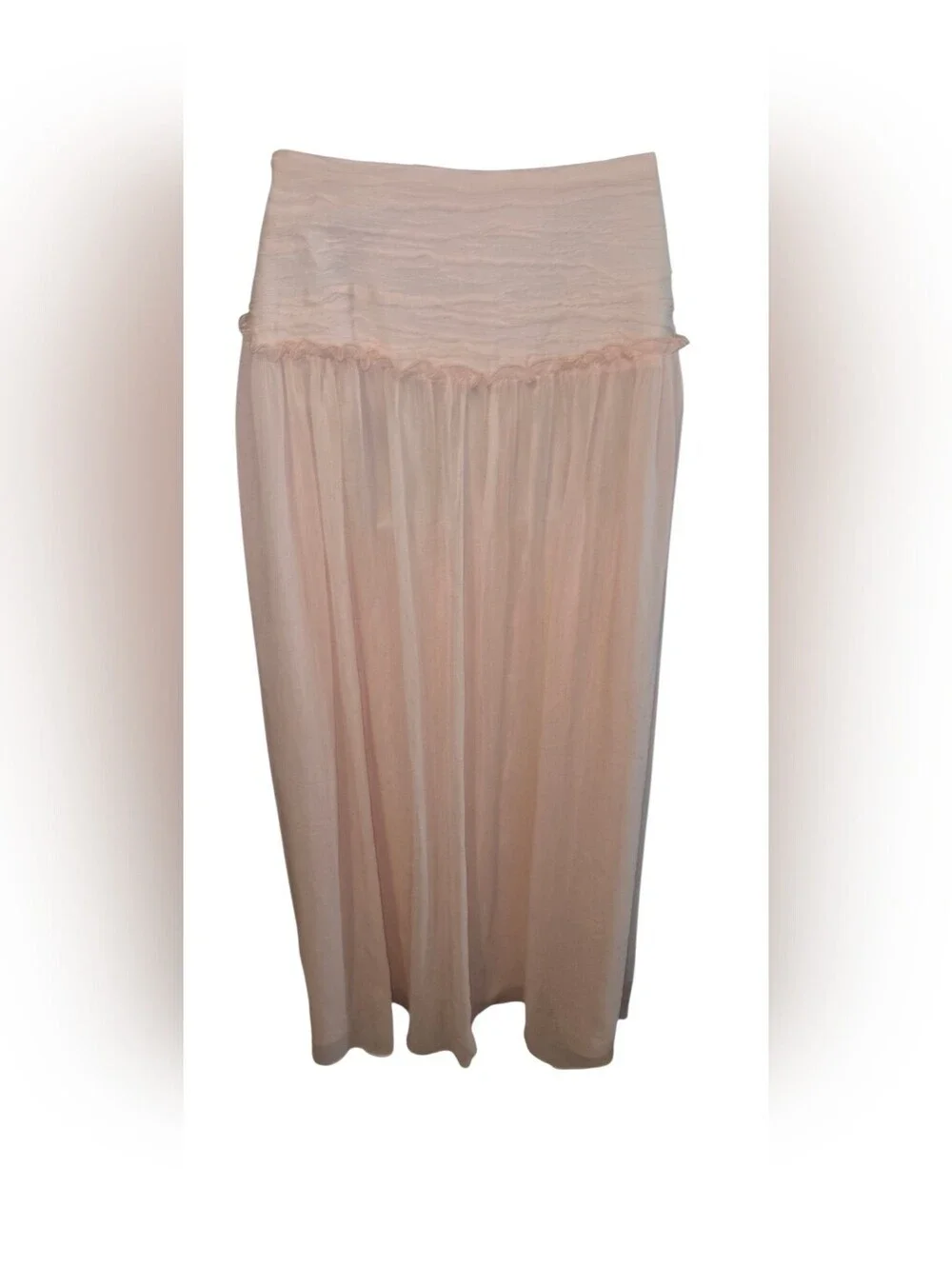 Flowing Blush Maxi Skirt with Smocked Waist
